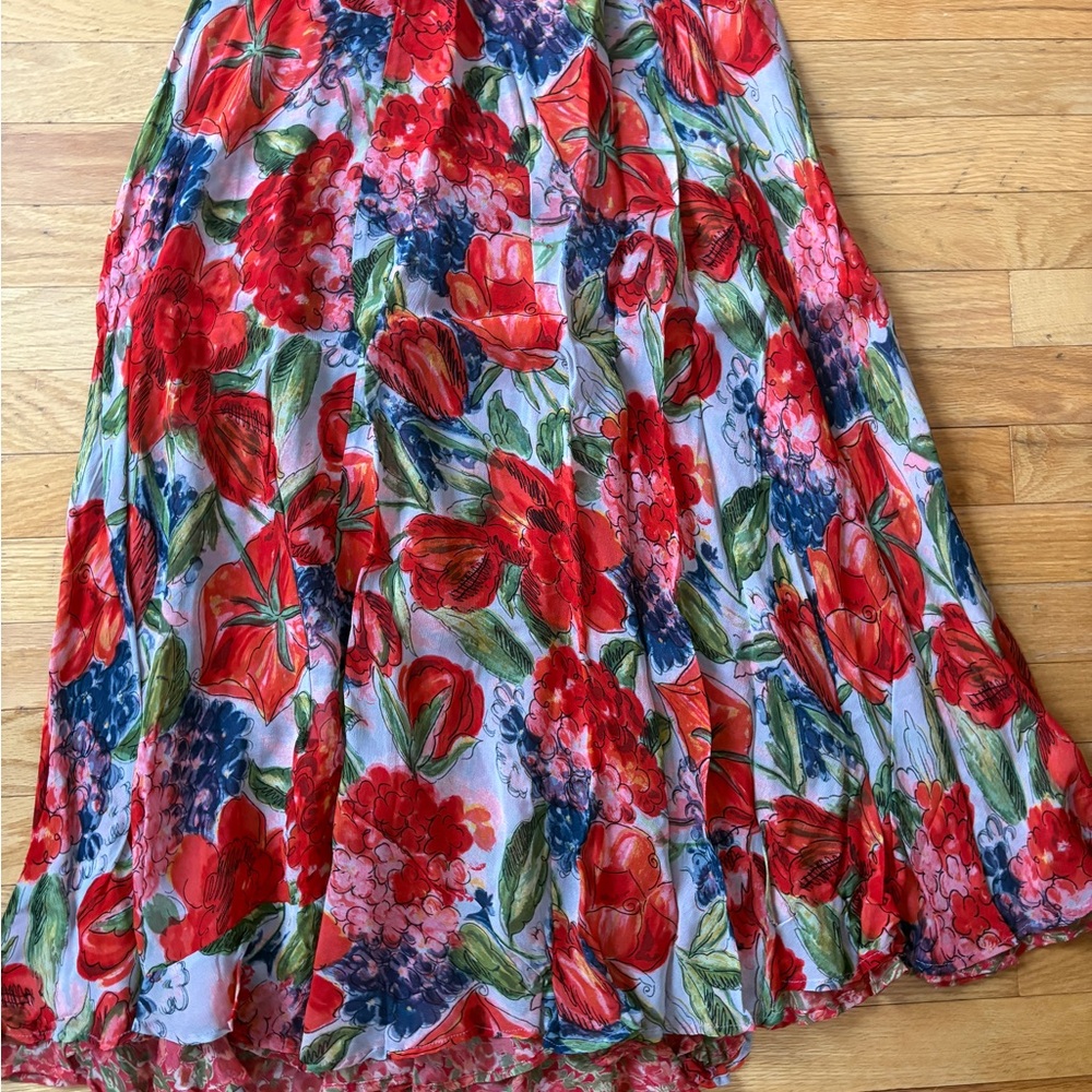 Floral Red and Green Women's Skirt